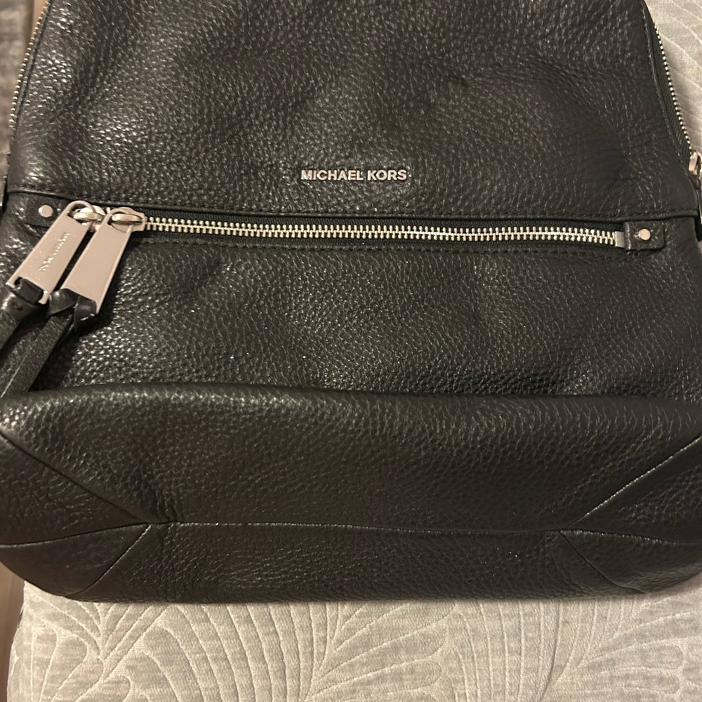 Michael Kors Black Pebbled Leather Backpack